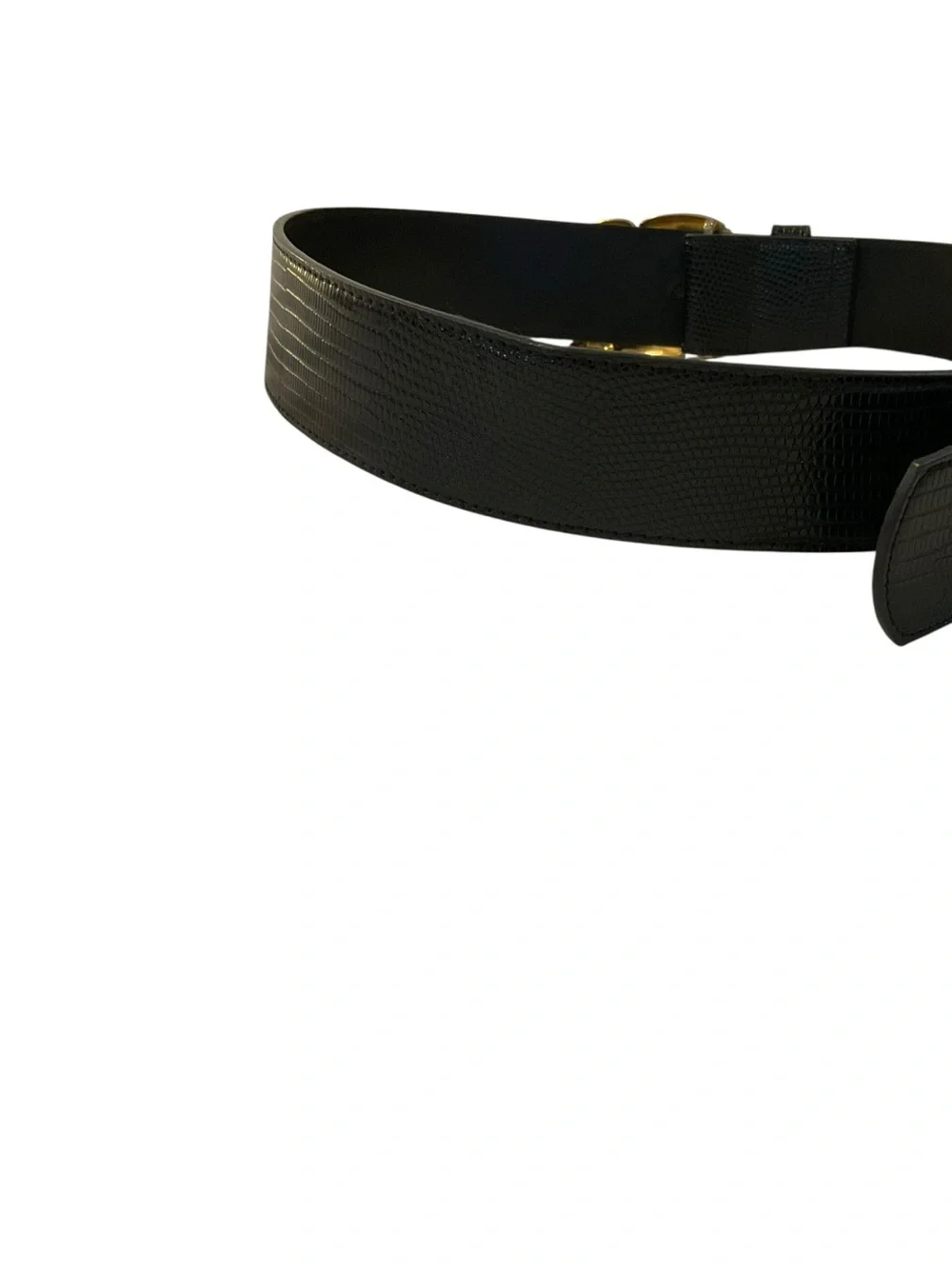 Source Unknown Black Belt with Gold Twisted Buckle